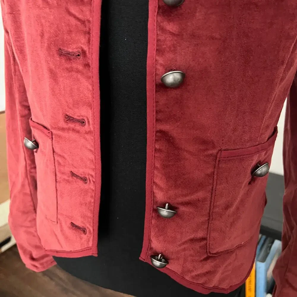 Free People We the Free Becky Stretch Velvet Jacket in Garnet Grotto - xs